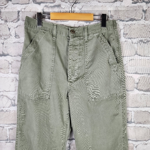 AMO Denim High Rise Utiltarian Cropped Ranger Pant Cotton Sage Green Size 29 - Picture 4 of 13